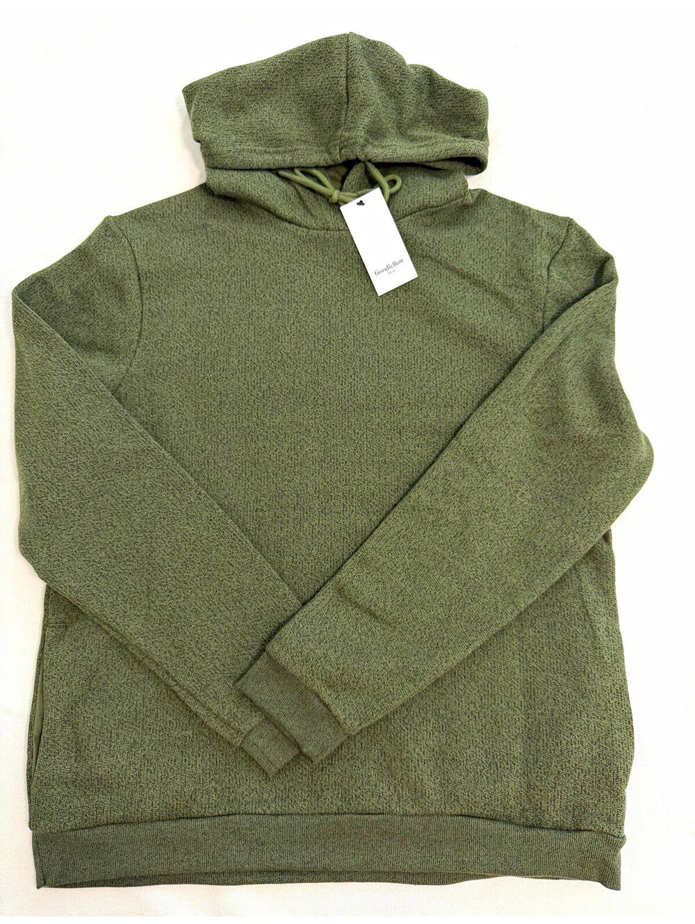 Goodfellow & Co Men's Green Solid Pullover Drawstring Hoodie Long Sleeve L